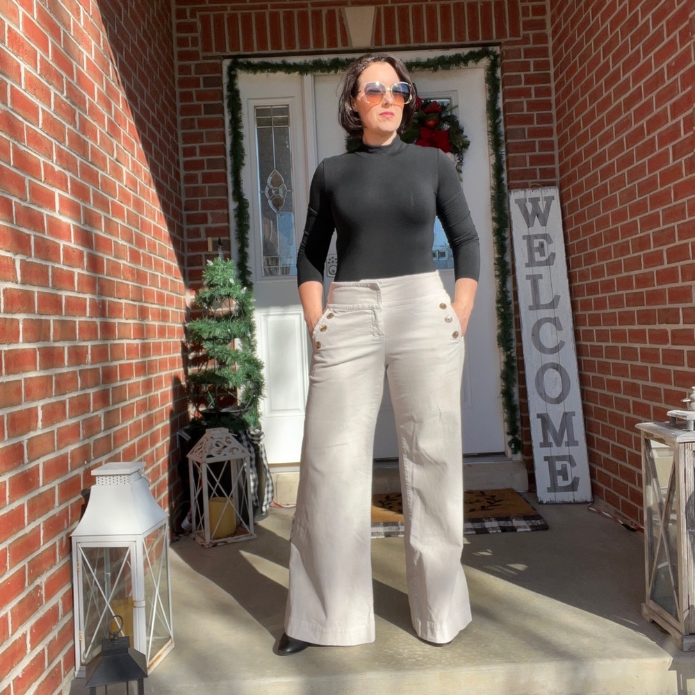 London Jean cream wide leg corduroy pant